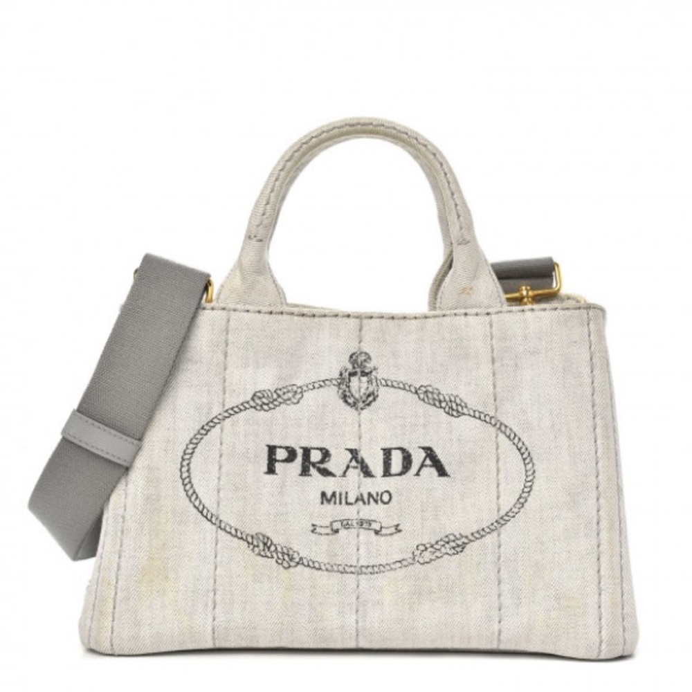 Vintage Prada Denim Small Canapa Logo Tote